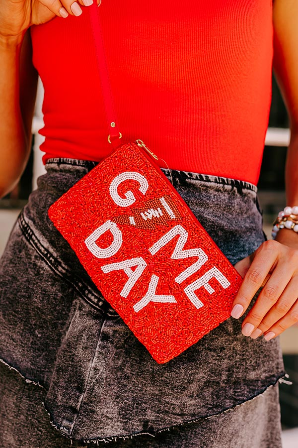 Premium Game Day Beaded Clutch - Scarlet Edition