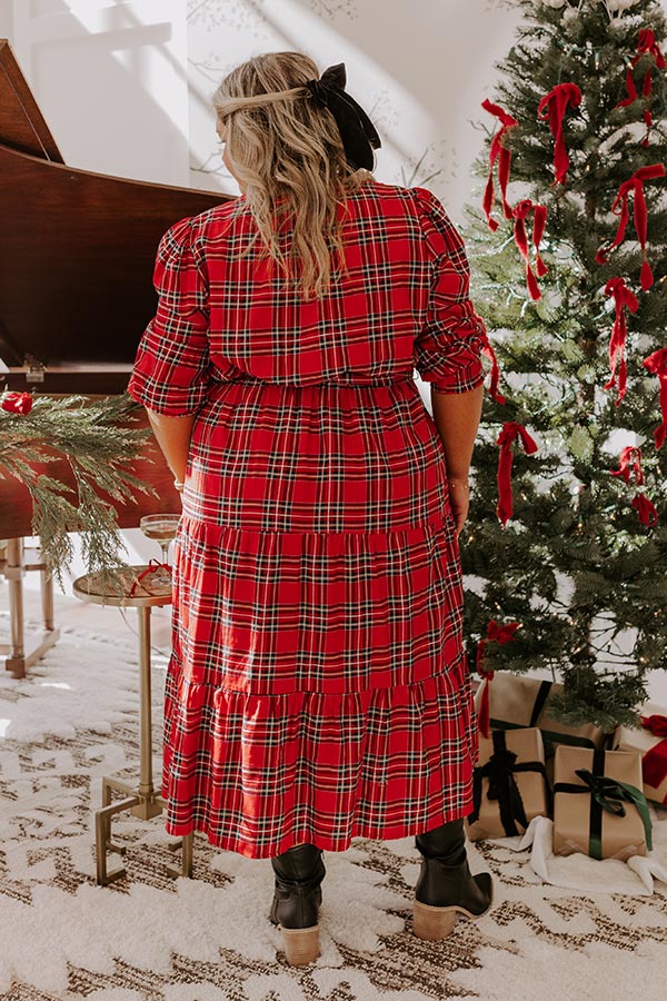 Ultimate Merry Mood Plaid Midi Dress