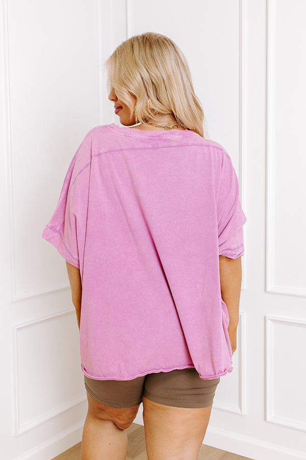 Premium Effortless Vibes Mineral Wash Oversized Tee - Violet Curves