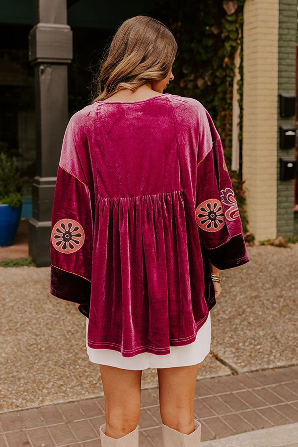 Premium Boho Embroidered Velvet Top in Orchid - Ultimate Style Upgrade