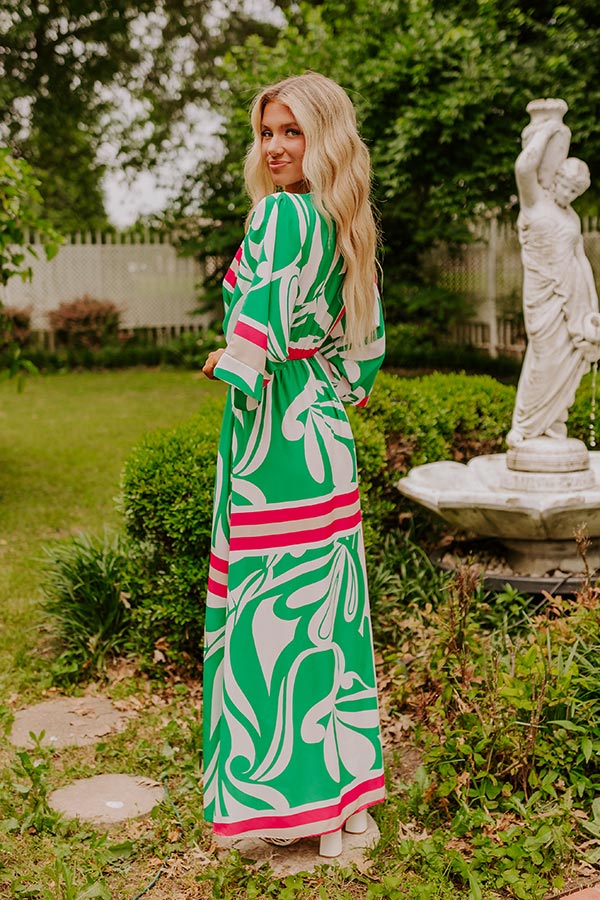 Premium Summer Maxi Dress - Green Sangria Elegance