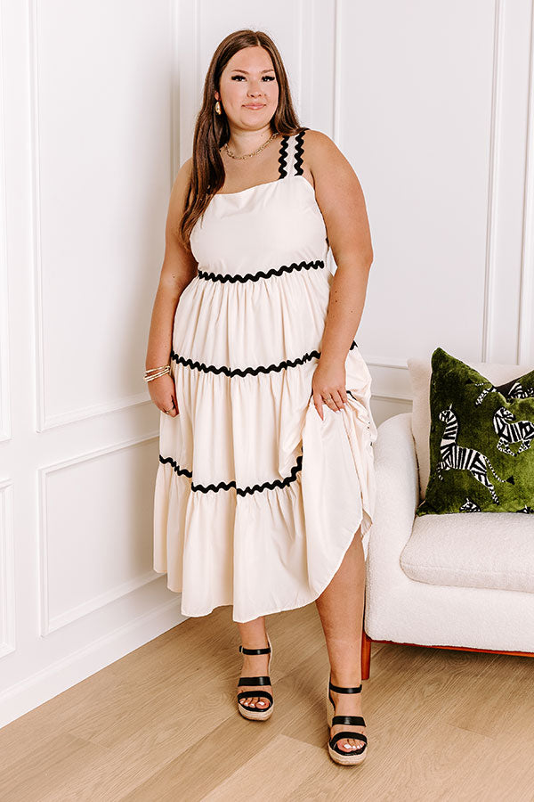 Premium French Vanilla Curves Tiered Midi Dress