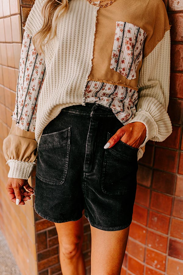 Ultimate Stevie High Waist Corduroy Shorts - Vintage Black | Fall Fashion Essential