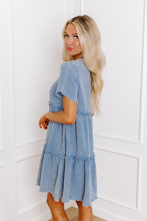 Premium Summer Mimosa Babydoll Dress in Airy Blue - Ultimate Beach Style