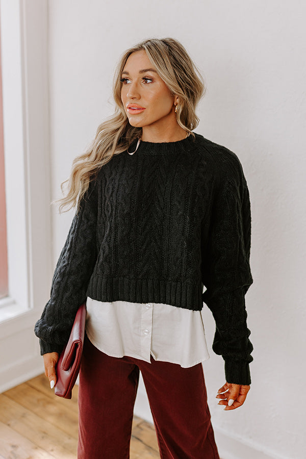 Premium Black Cable Knit Sweater - Ultimate Cozy Style