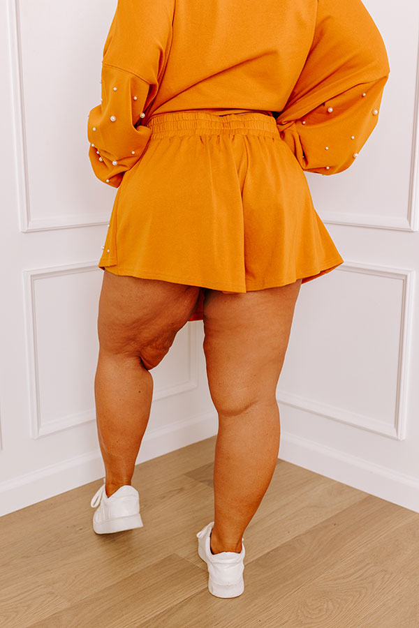 Ultimate Sideline Chic High Waist Pearl Skort - Rust Curves Edition