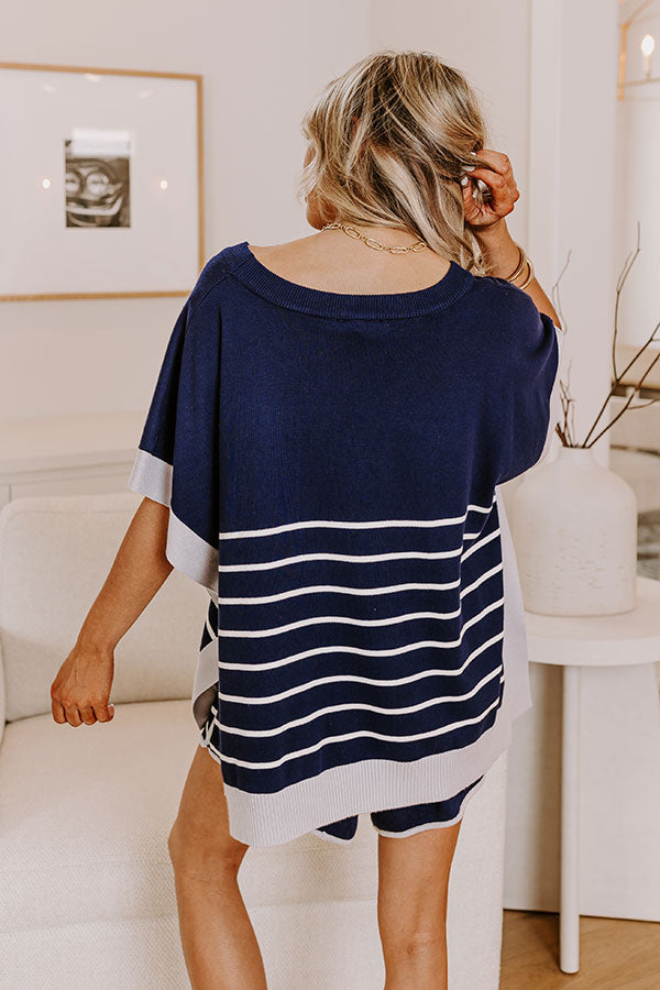 Premium Dockside Cutie Knit Shift Top in Navy - Ultimate Casual Chic