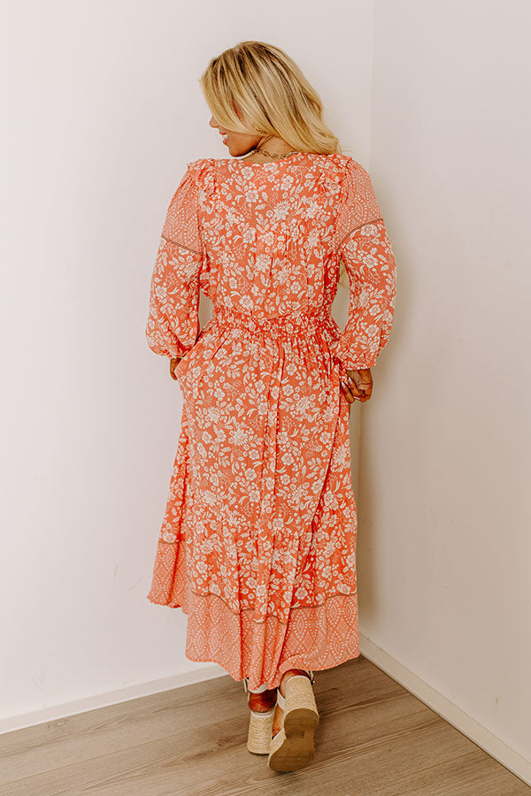 Premium Peach Curves Floral Midi Dress - Ultimate Style for Every Occasion