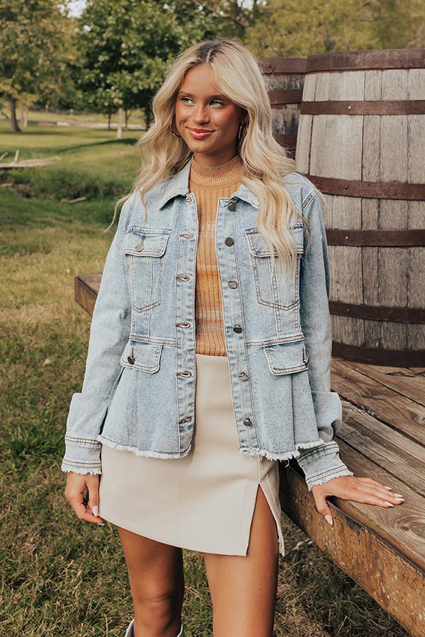 Premium Manhattan Chic Denim Peplum Jacket