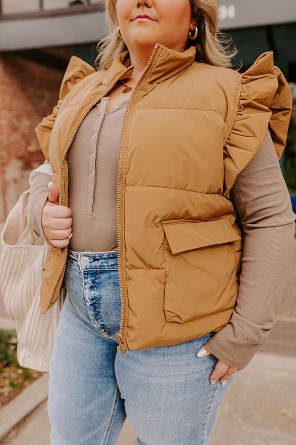 Premium Cozy Puffer Vest with Ruffled Charm