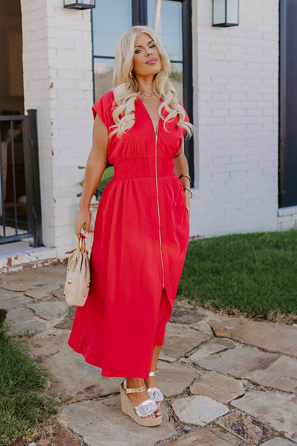 Ultimate Chic Red Curves Midi Dress