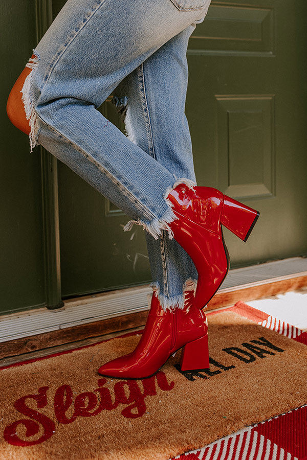 Premium Red Patent Bootie - Ultimate Style & Comfort