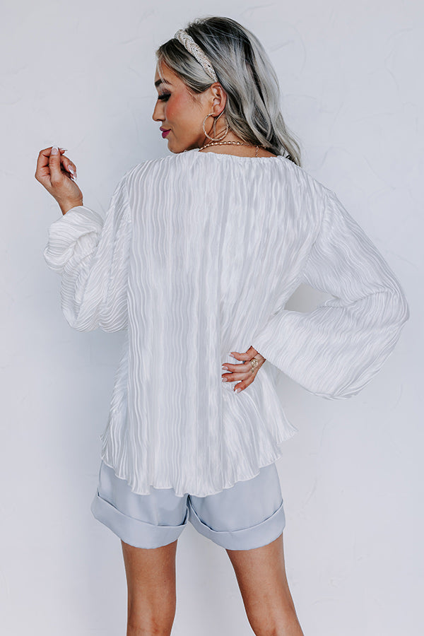 Ultimate Elegance Pleated Shift Top - Premium White