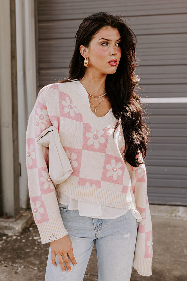 Premium Layers Of Love Embellished Sweater in Blush - Ultimate Comfort & Style