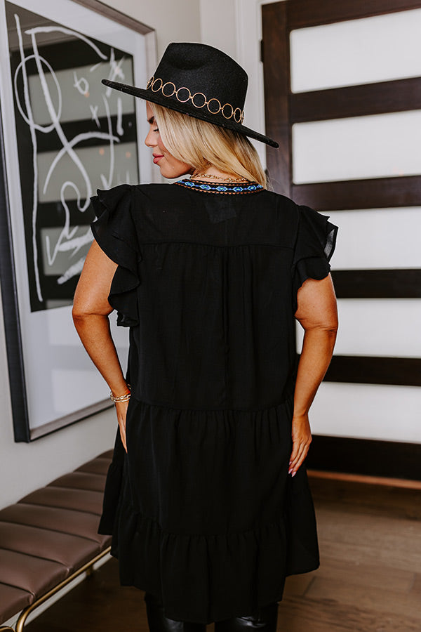 Premium Hidden Bungalow Embroidered Dress - Black Curves