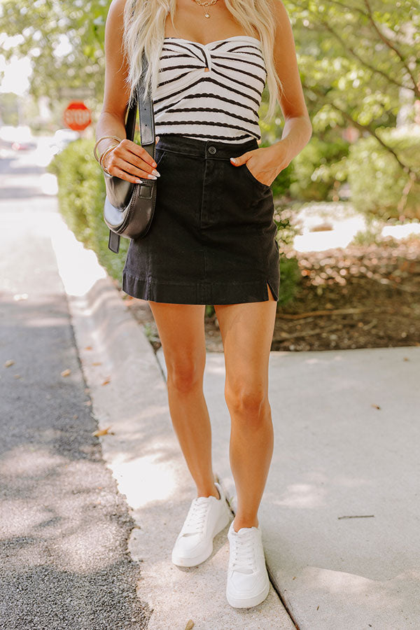 Premium Willow High Waist Skort - Ultimate Black Denim Style