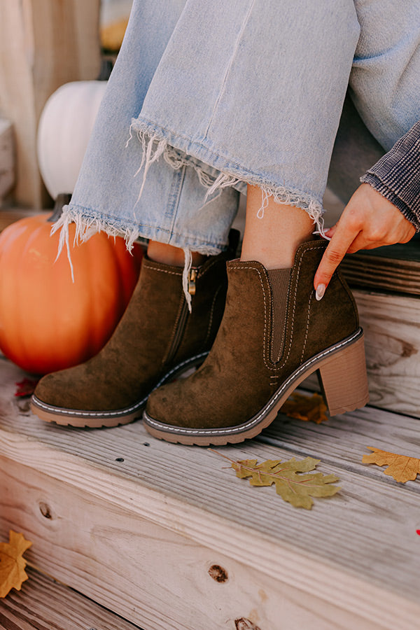 Premium Khloe Faux Suede Bootie - Ultimate Comfort in Brown