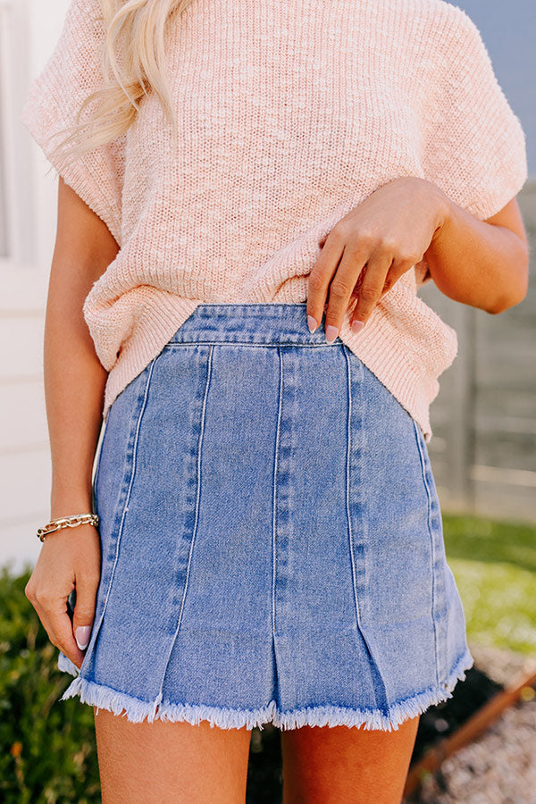 Ultimate Liz High Waist Frayed Mini Skirt - Premium Denim Style