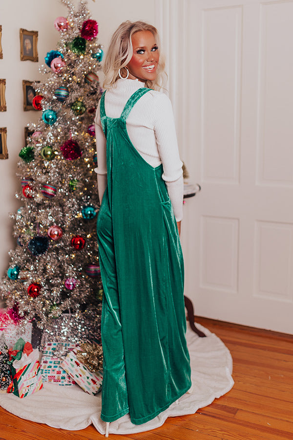 Premium Evergreen Velvet Jumpsuit - Ultimate Style in Green