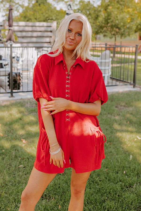 Premium Lakeside Chic Romper in Red