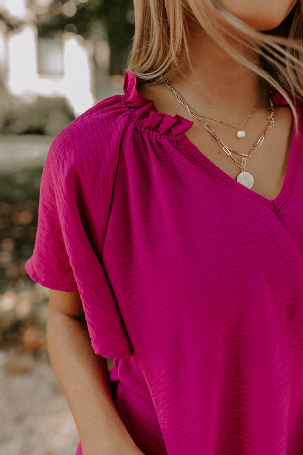 Ultimate Fuchsia Ruffle Shift Top - Stylish & Lightweight