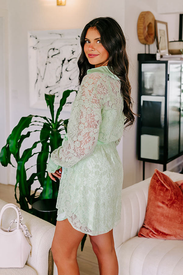 Premium Lace Mini Dress - Mint Elegance