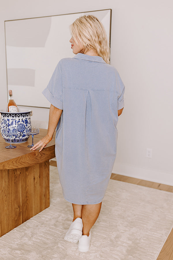 Ultimate Casual Chic Mini Dress - Airy Blue Curves