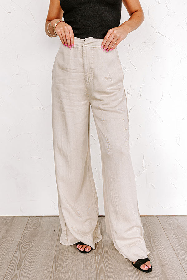 Ultimate Riley High Waist Chambray Trousers in Stone - Premium Style & Comfort