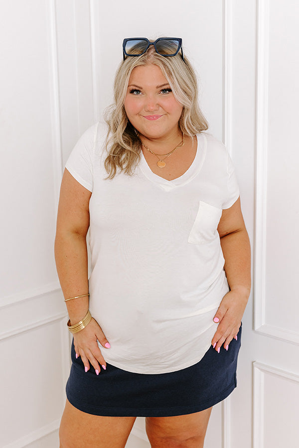 Premium Casual Convo Shift Tee - Ivory Curves | Ultimate Comfort & Style