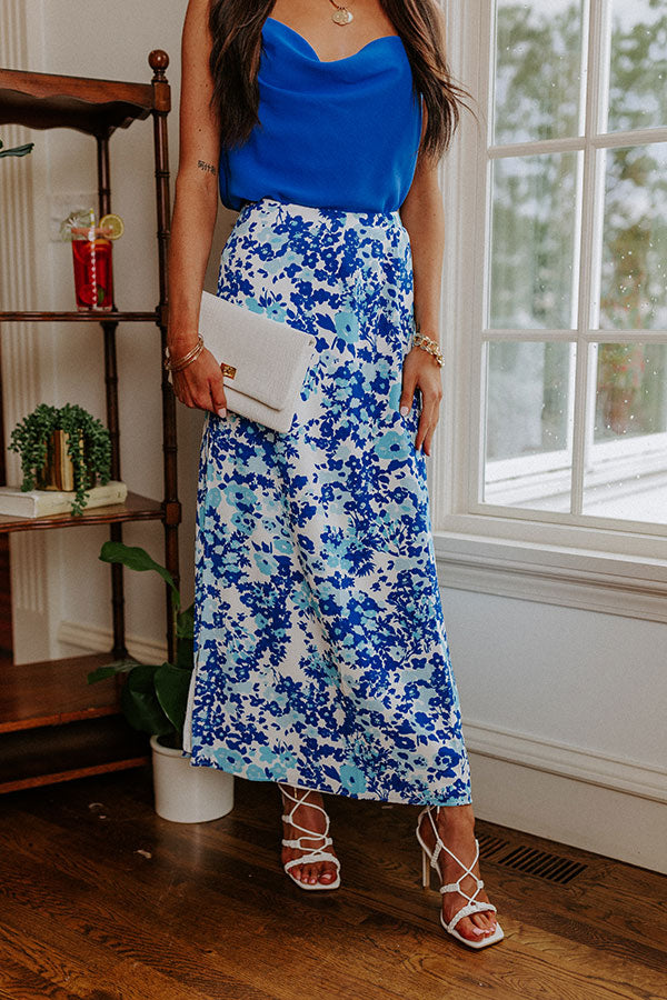 Premium Royal Blue Floral Maxi Skirt - Ultimate Summer Style