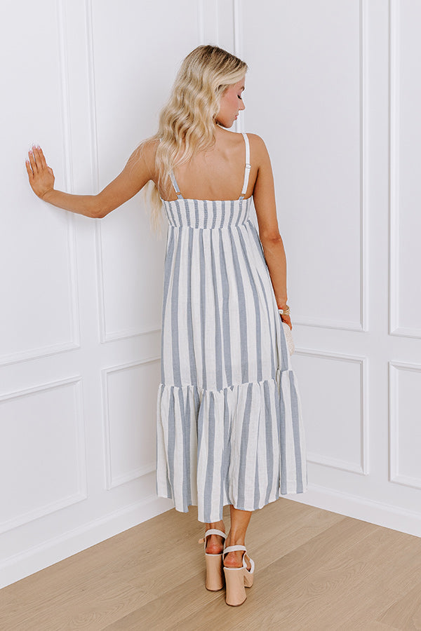 Ultimate Coastal Stripe Midi Dress - Premium Blue