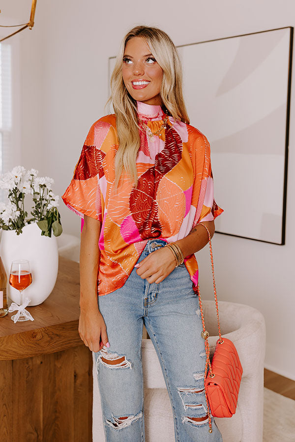 Premium Venice Date Night Shift Top in Vibrant Orange