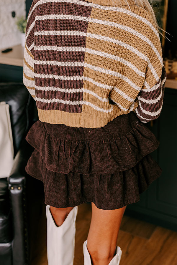 Premium Emilia High Waist Corduroy Skort - Chestnut