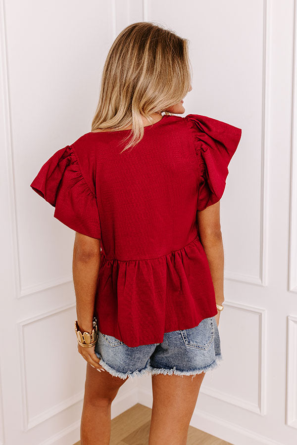 Ultimate Charm Red Peplum Top