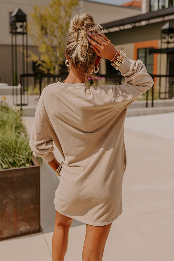 Premium Cozy Classic Sweatshirt Mini Dress - Oatmeal | Ultimate Comfort & Style