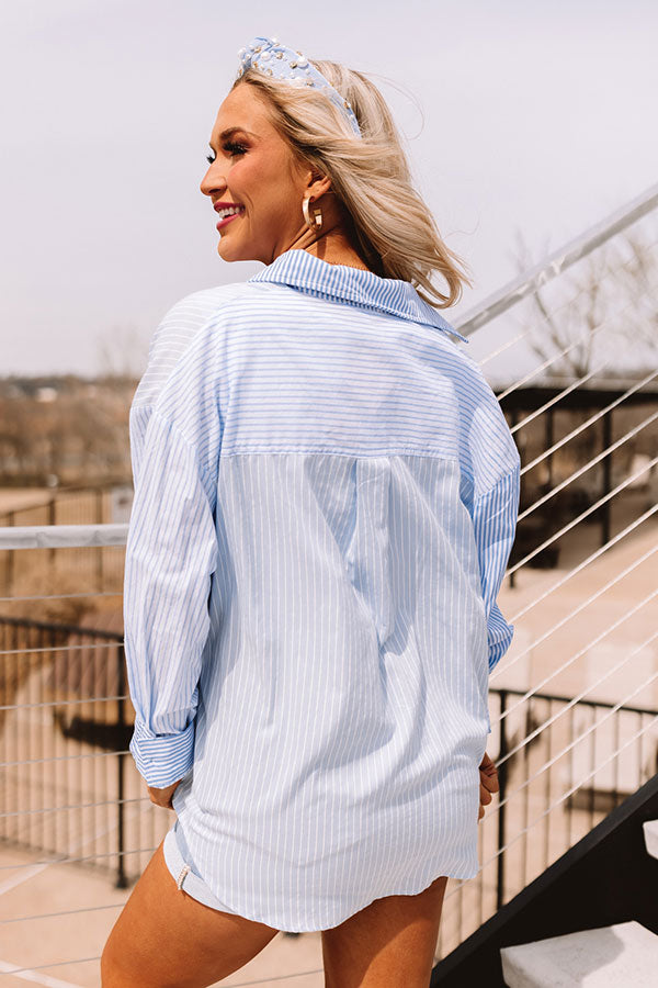 Premium Sky Blue Striped Button-Up Shirt