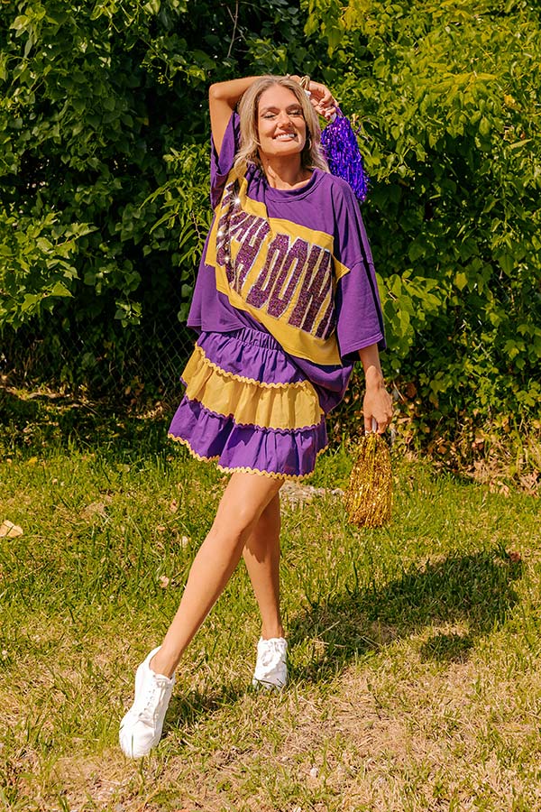 Ultimate Game Day High Waist Tiered Mini Skirt - Purple