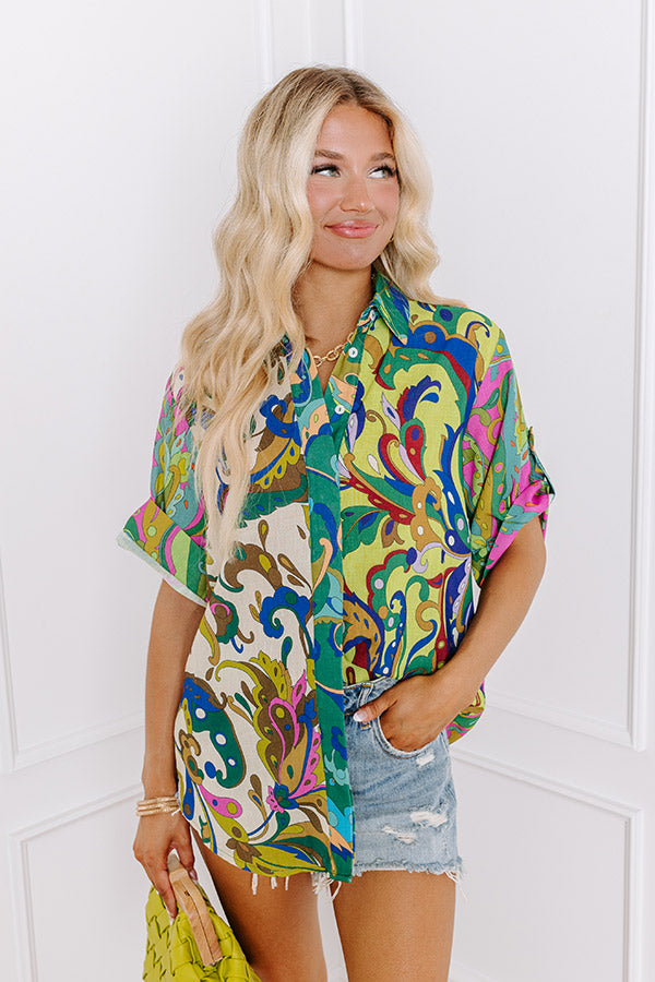 Premium Paradise Found Button-Up Shirt