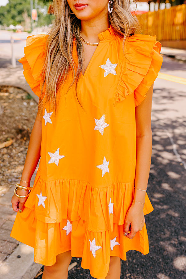 Ultimate Game Day Glow: Ruffle Mini Dress in Orange