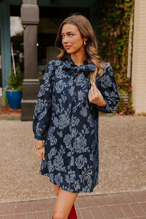 Ultimate Moonlit Rose Garden Denim Mini Dress