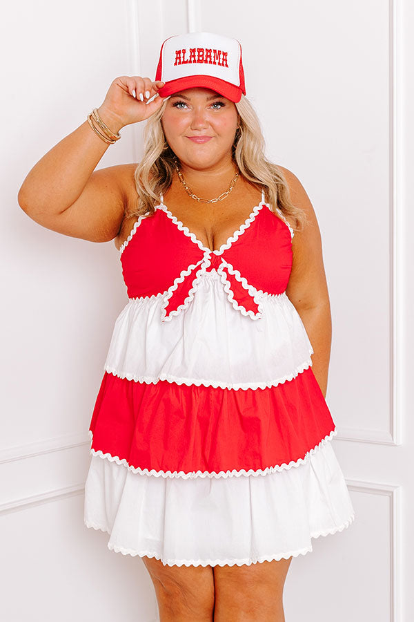 Ultimate Spirit Squad Tiered Mini Dress - Red/White Curves