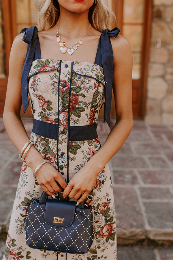 Premium Wine Country Floral Midi Dress