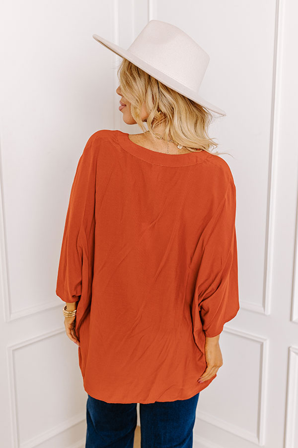 Premium Rust Elegance Shift Top - Stay & Chat Collection