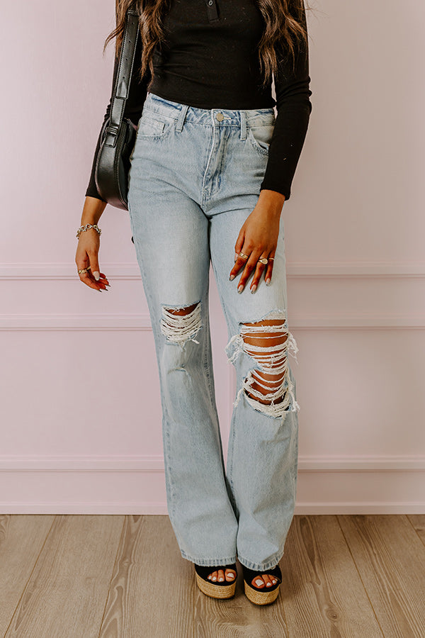 The Becks Premium High Waist Distressed Flare Jeans