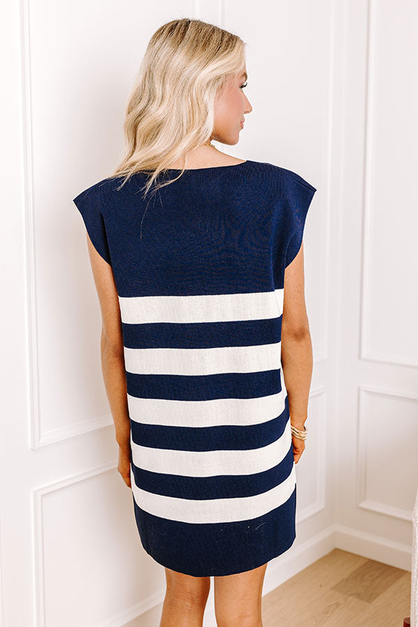 Premium Navy Knit Dress - Country Club Style