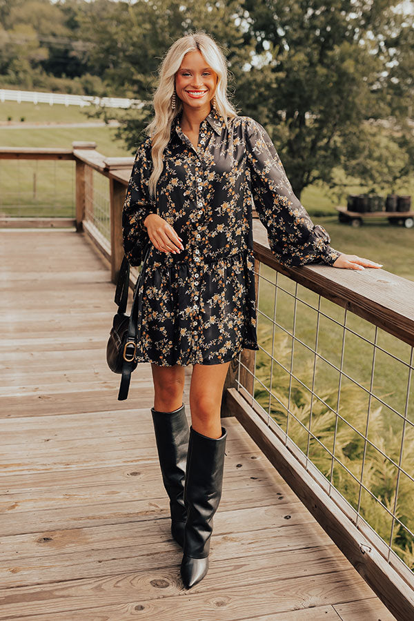 Premium Chrysanthemum Whisper Floral Mini Dress