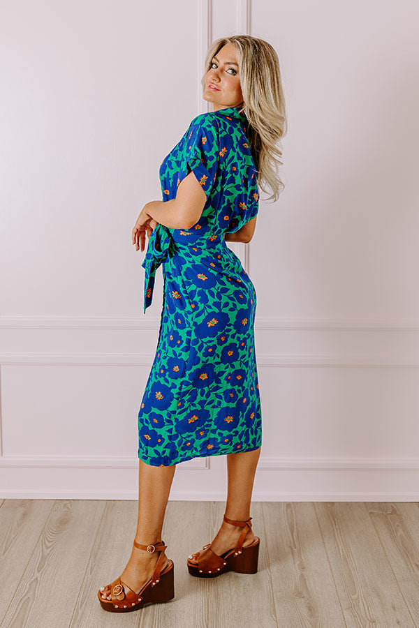 Premium Botanical Garden Wrap Dress in Green | Ultimate Floral Elegance