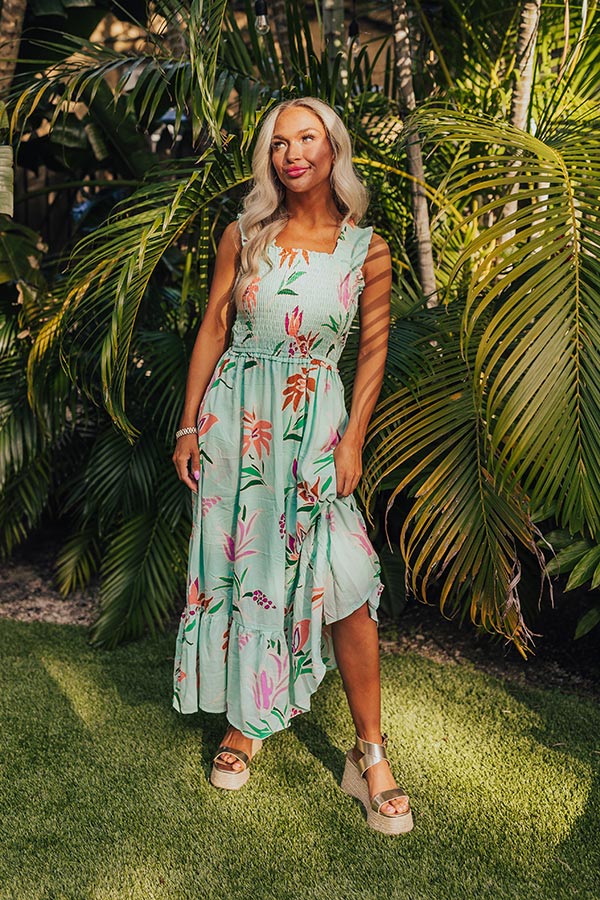 Premium Mint Smocked Midi Dress - Ultimate Spring Style