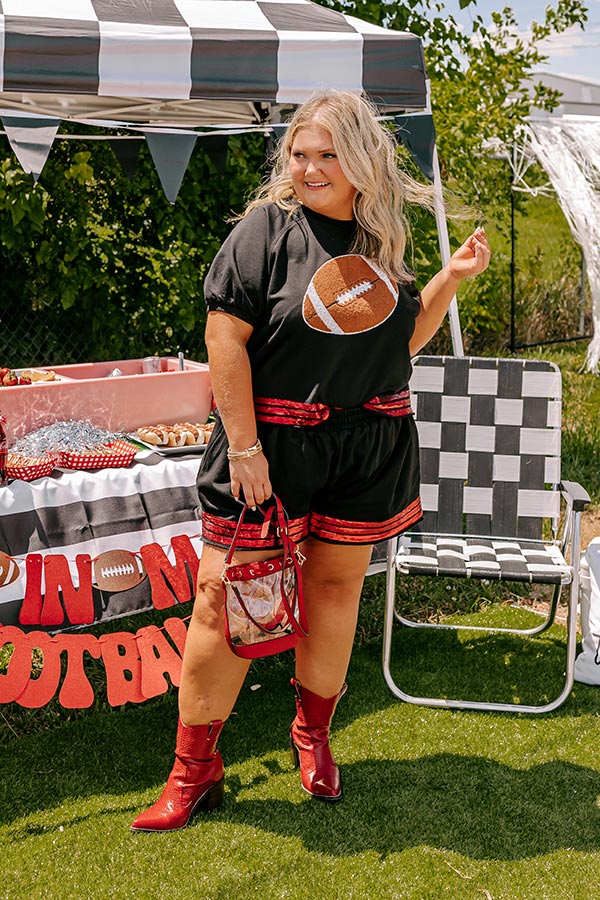 Ultimate Game Day Glam Embroidered Top - Black Curves Edition