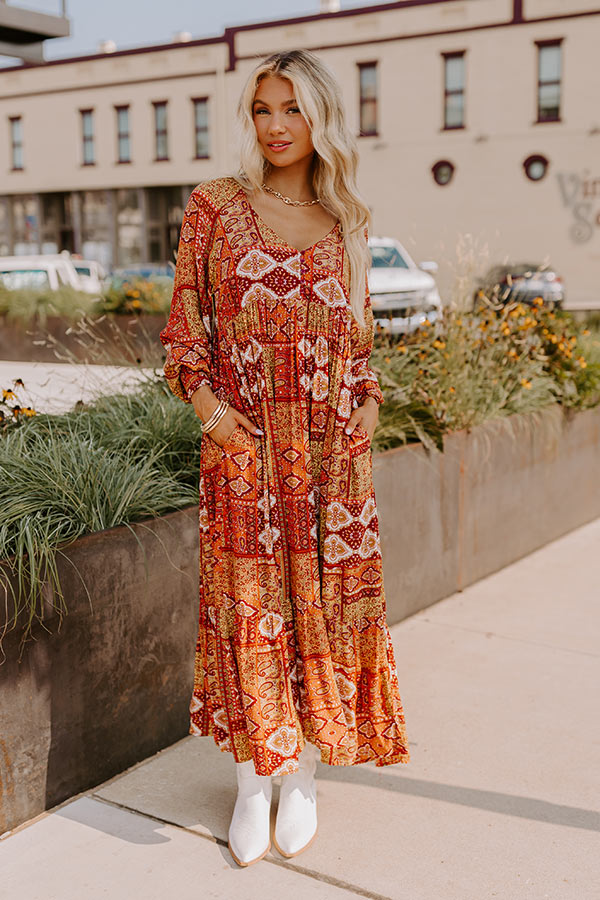 Ultimate Orchard Oasis Paisley Maxi Dress in Wine